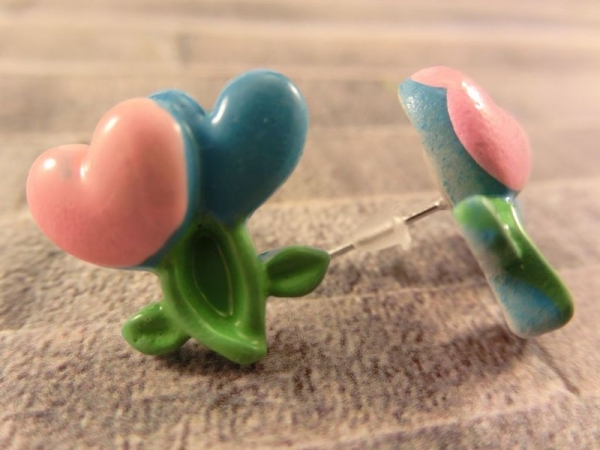 Blumen Ohrstecker Herz Blüte Rose Liebe Love